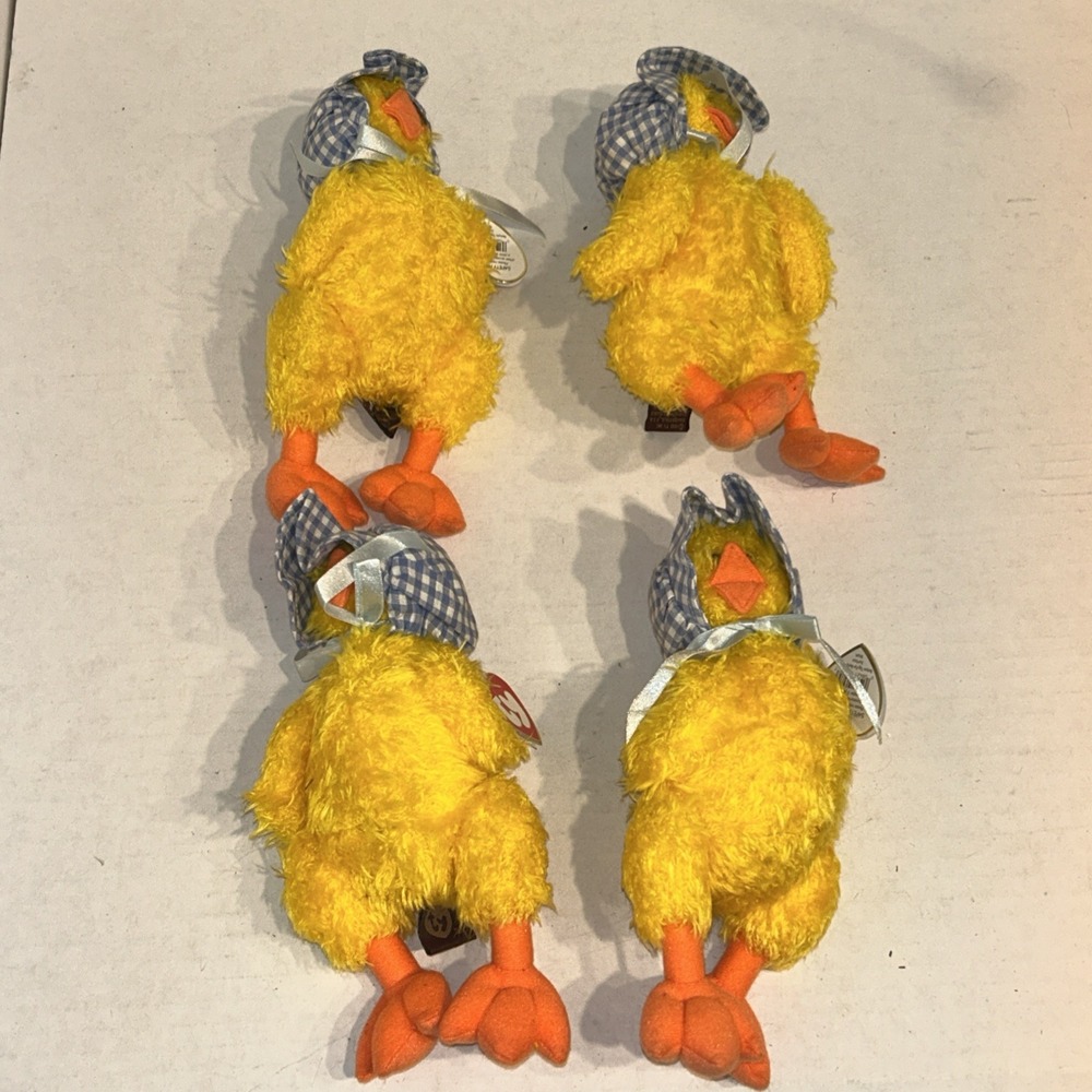Ty Beanie Baby Bonnie 1993 The‎ Yellow Baby Chick Duck Easter With Tag Lot Of 4